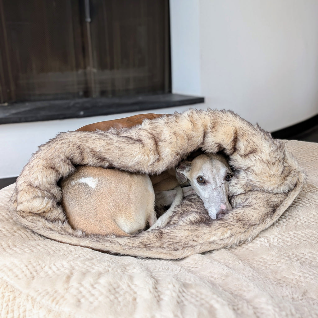 hunde schlafsack Luxus Hundeschlafsack – Kunstleder & Kunstfell, warm – Edel und Schnell