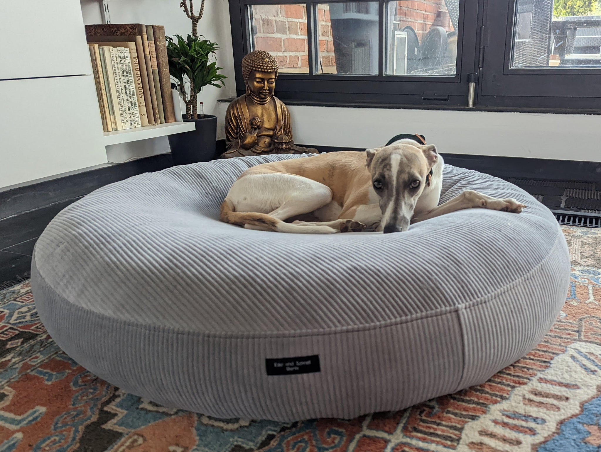 Vielfarbiger Cord-Bezug für Hundebett 'Flocke'